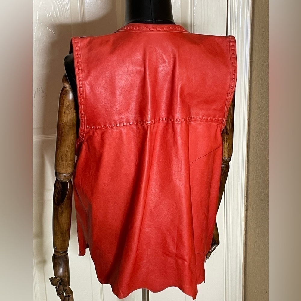 Handmade Leather(Cow hide) Leather Vest Leather Tie Straps 2XL - Picture 2 of 8